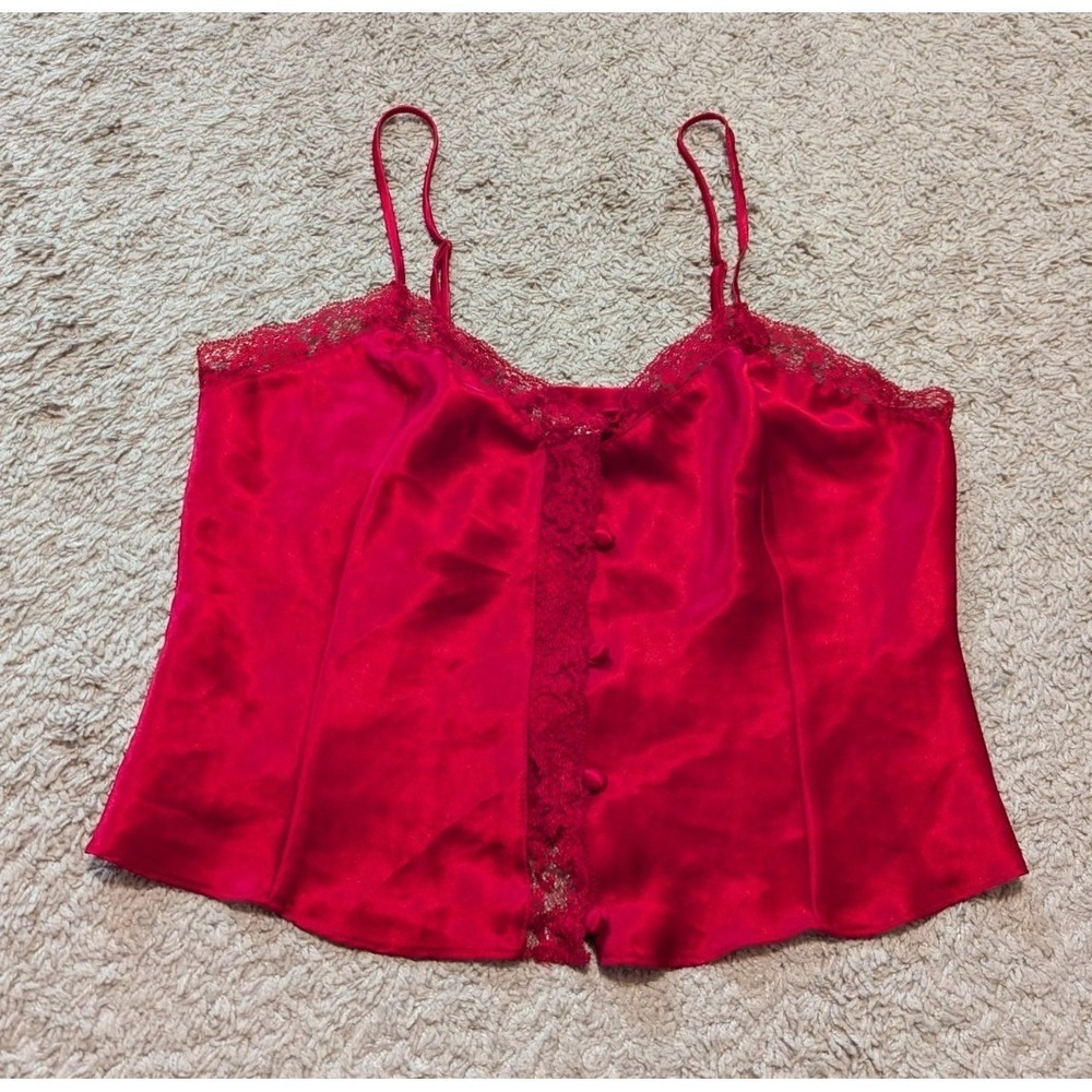 Vtg Victorias Secret 90s Gold Label Red Satin Cami Tank Sz S Whimsigoth Lolita